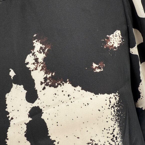 Alexis Black & Cream Abstract Print Tiered Long Sleeve Dress M - Picture 3 of 9